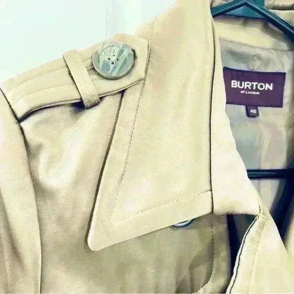 BURTON BY LONDON BEIGE DOUBLE BREAST MID LENGHT TRENCH SIZE 40 - Picture 1 of 16